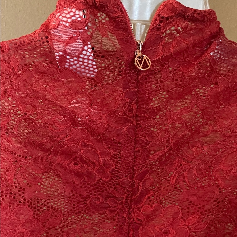 Nookie Fiery Red Lace Crop Top - Picture 4 of 6